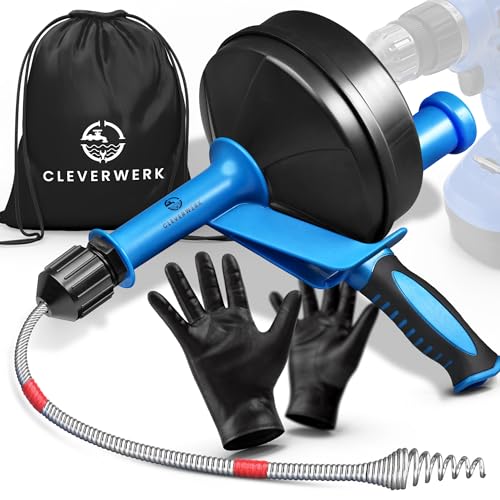 CLEVERWERK Rohrreinigungsspirale NEU [Spannfutter]7 5m lange Abflussspirale Rohrreiniger Spirale mit MetermarkierungenAbflussreiniger Spirale Abfluss Rohrreinigung für Waschbecken Bad Küche