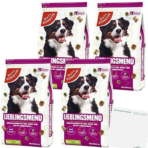 Gut&Günstig Hundefutter Lieblingsmenü Lamm-Reis-Gemüse 4er Pack (4x4kg Sack) + usy Block