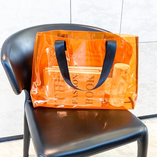 Image of Clear Large Tote Bag - Versatile, Waterproof, Stain Resistant, Transparent Shoulder Tote Bag for Work