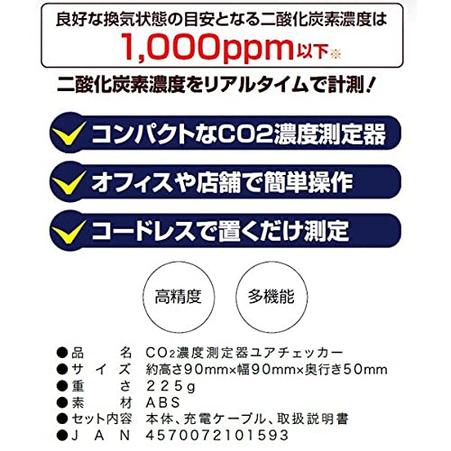 ユアチェッカー 二酸化炭素濃度計  co2二酸化炭素チェッカー 室温計 湿度 Amazon.co.jp: 【付】YourChecker ユアチェッカー 厚労省推奨