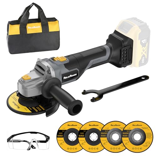 ReliaRoads 20V Brushless Cordless Angle Grinder 4-1/2 Inch, Compatible with DeWalt 20V MAX Battery, Metal Cutting Grinding Polishing Tool, Battery Not Included (Blackish Gray)