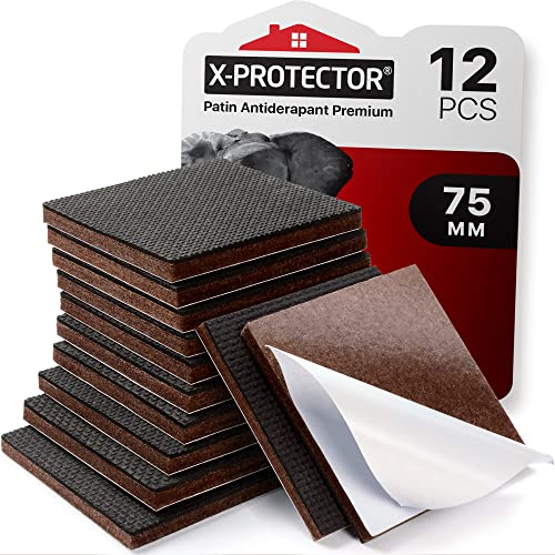 Patin antiderapant X-PROTECTOR - 12 pcs 75 mm Patin Caoutchouc Premium - Patins Antidérapants Autocollants - Patin en Caoutchouc - Anti Dérapent Meuble -...