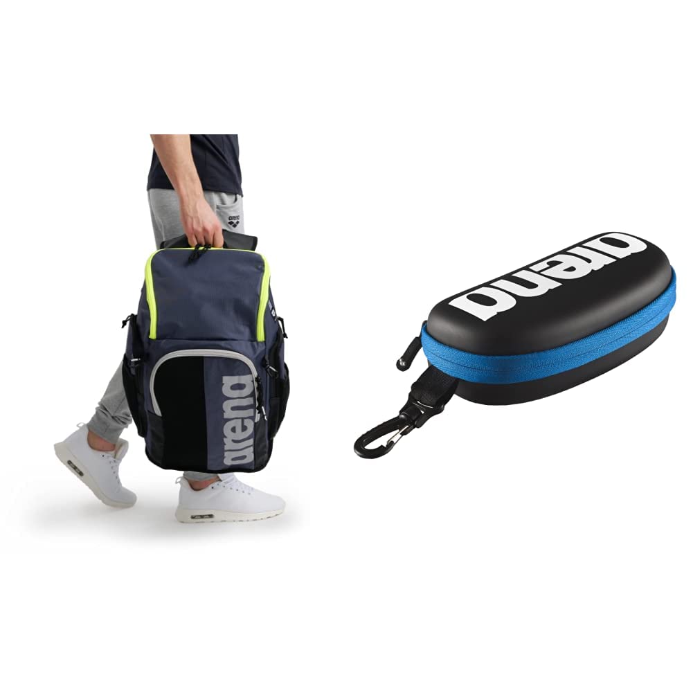 ARENA Unisex-Adult Spiky III Backpack 45 Rucksack, Navy-NEON_Yellow, NS Swim Brillenetui, Brillenetui Hardcase, Brillenetui Hartschale, Schwarz