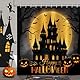 COZZSNUGE Duschvorhang 183 x 183 cm Halloween Fledermaus, Kürbis-Laterne Burg Duschvorhänge Anti-schimmel Wasserdicht Polyester Stoff Badvorhang mit 12 Duschvorhangringen