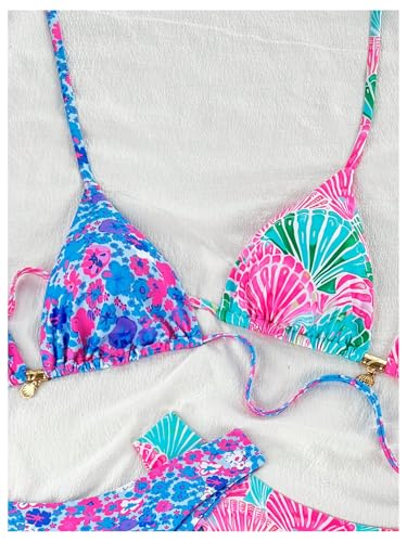 Maillot de bain triangle multicolore à coupe haute et ensemble bikini 4 pièces - 3