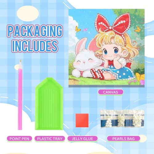 Image of PATPAT Diamond Art Kits with Pearl for Kids, DIY Cute Stitch Diamond Painting Kit for Kids Crafting Activities, Creative Diamonds Artwork for Children's Art Projects and Family Fun Time
