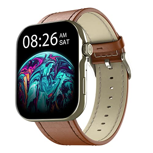 Image of Noise ColorFit Ultra 3 Bluetooth Calling Smart Watch with Biggest 1.96 inch AMOLED Display, Premium Metallic Build, Functional Crown, Gesture Control with Leather Strap (Classic Tan Brown)