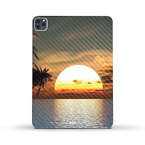 Image of MightySkins Carbon Fiber Skin Compatible with Apple iPad Pro 11 inch M2 4th Gen (2022) Full Wrap Kit - Tropical Sunset | Protective, Durable Textured Carbon Fiber Finish | Easy to Apply | Made in The USA
