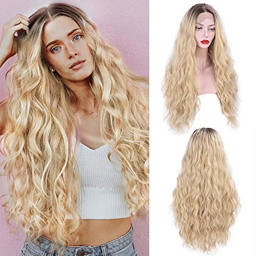 Stamped Glorious Lace Front Curly Wig for Black Women Long Curly Blonde Wig 26 Inch Womens Wigs
