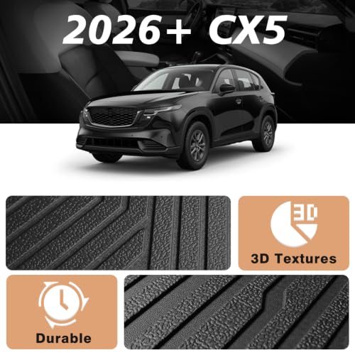 Image of TripleAliners Trunk Mat for 2026-2027 Mazda CX-5 CX5 Accessories | for 2026 2027 Mazda CX-5 CX5 All-Weather Trunk Mats Liner Protection Heavy Duty TPE Custom Fit Anti-Slip Liners