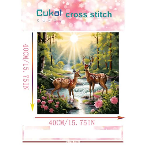 Image of 51buyoutgo 11CT Stamped Cross Stitch Kits for Adults - 16x16 in Beginner Embroidery Kit with Funny Easy Washable Deer Pattern, Pre Printed Fabric, Fit for DIY Home Decor, Mom Gifts & Stress Relief