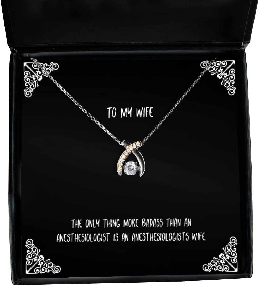 Cool Wife Wishbone Dancing Necklace, The Only Thing More Badass Than an Anesthesiologist is an, Sarcastic for Wife, Holiday