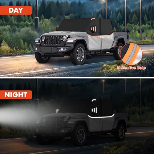 Image of Cab Cover for Jeep Gladiator JT 2019-2026 - All Weather Waterproof Gladiator Half Car Cover,Outdoor Jeep Cab Cover Rain Covers for Sun Snow UV Protection with Door Zipper Windproof Straps