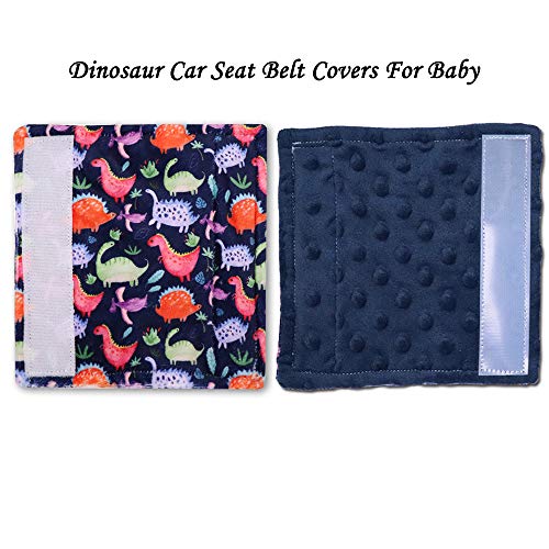 Image of Dinosaur Car Seat Belt Covers for Baby, Toddlers Stroller Seat Strap Covers, Car Seat Straps Shoulder Pads for Girls Boys, Minky Seat Belt Protectors for Car Seats, for Kids Newborn Infants
