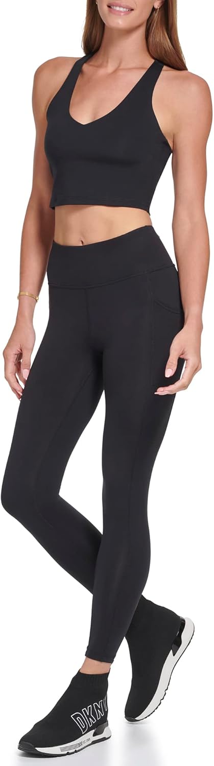 DKNY Women's High Waisted Tummy Control Workout Leggings