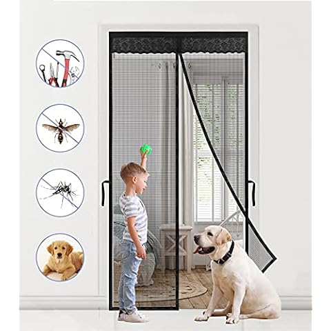 Magnetic Screen Door 39" x 83" innhom Screen Doors with 36 Magnets, Door Screen Magnetic Closure, Fiberglass Heavy Duty Mesh Screen Door with Magnets, Fits Door up to 38" x 82" Black Cover