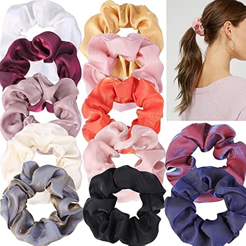 MiDoDo 12 Stück Haargummis Scrunchies aus für Frauen Mädchen Organza Scrunchies Cover