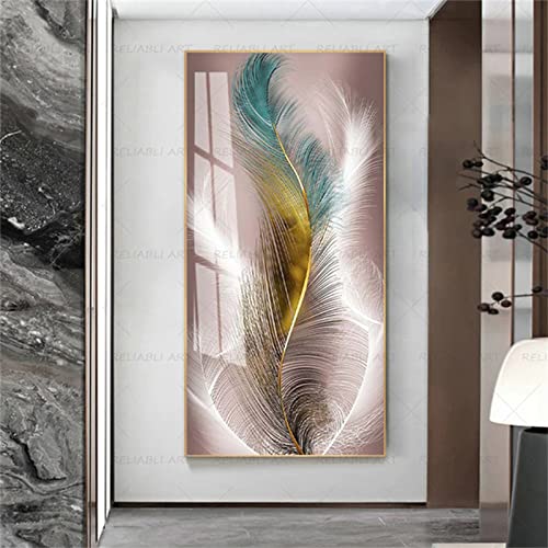 Peinture Diamant Strass Point de Croix pour Décoration Salon | Kit Plumes 50x150cm