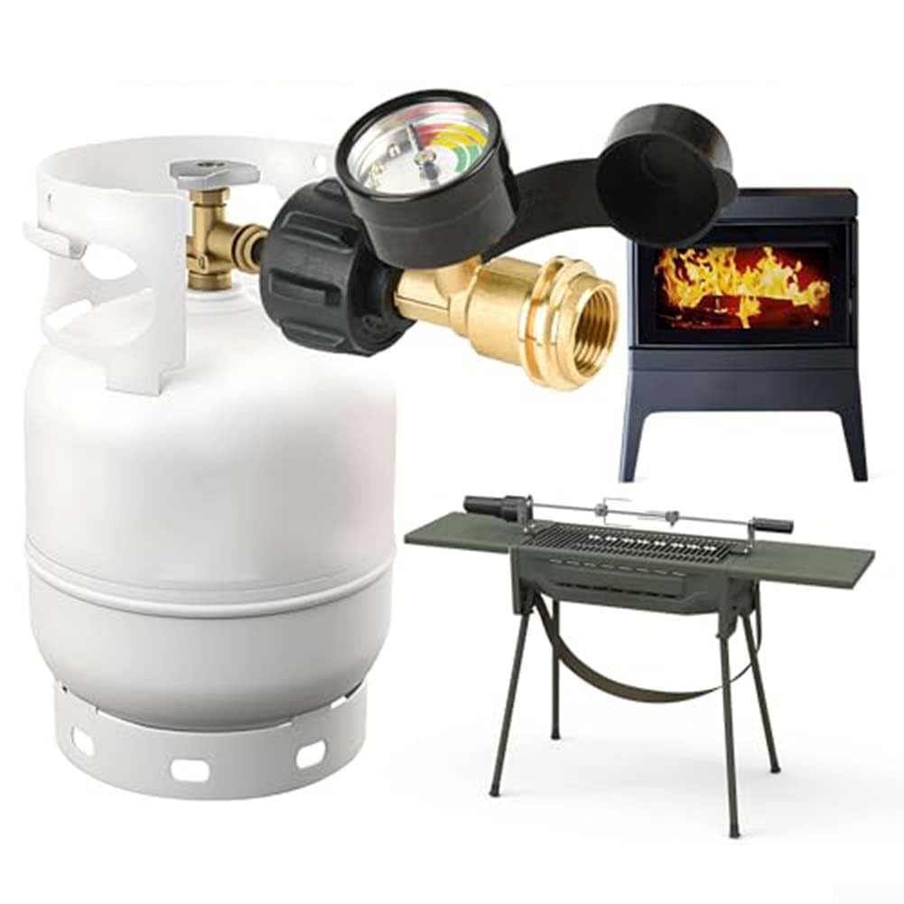 Indicateur de niveau de réservoir de propane avec détecteur de fuite, connecteur de bouteille de gaz en laiton pour barbecue, chauffage de camping-car, compatible de type 1, affichage clair