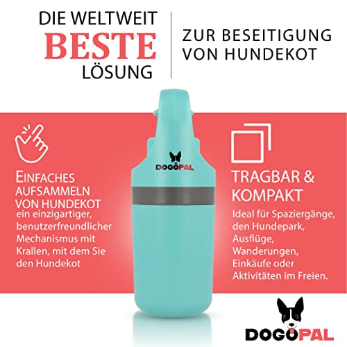 DOGOPAL 360 Hundekotgreifer mit Kotbeutelspender - Moderne Hundekotschaufel mit Hundekotbeutelspender - Pooper Scooper - Einfaches Aufsammeln von Hundekot für kleine, mittlere & große Hunde