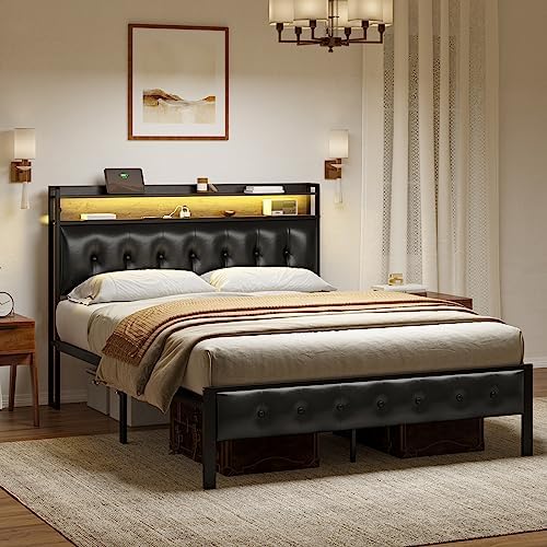 Tuconia King Bed Frame with LED Lights Metal Platform Bed Frame with