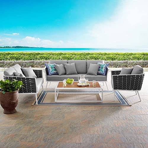 Image of 6 Seater Contemporary Rope Sofa with Comfortable Cushions for Ultimate Relaxation | UV-Resistant, Water-Resistant, and Fade-Proof Outdoor Sofa Set (Grey)
