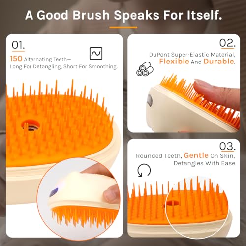 Image of Cat Steam Brush for Easy Grooming - Dual-Head Petting & Shedding Tool with Spray Feature | Skin-Friendly & Massage Function | The Stylish Shedding Solution for Cat Lovers