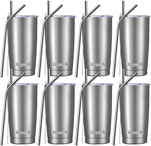 UsparkMC 20oz 550ml Tumbler Stainless Steel with Lid and Straw,Double Wall Vacuum Insulated Coffee Travel Mug for Hot & Cold,Reusable Cup,BPA Free