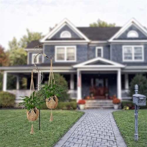 Miniatura 5 de Spann - 2 Cestas De Plantas Colgantes De Macramé En Cuerda De Yute Con Ganchos Para Macetas De Pared, Para Decoración De Interiores