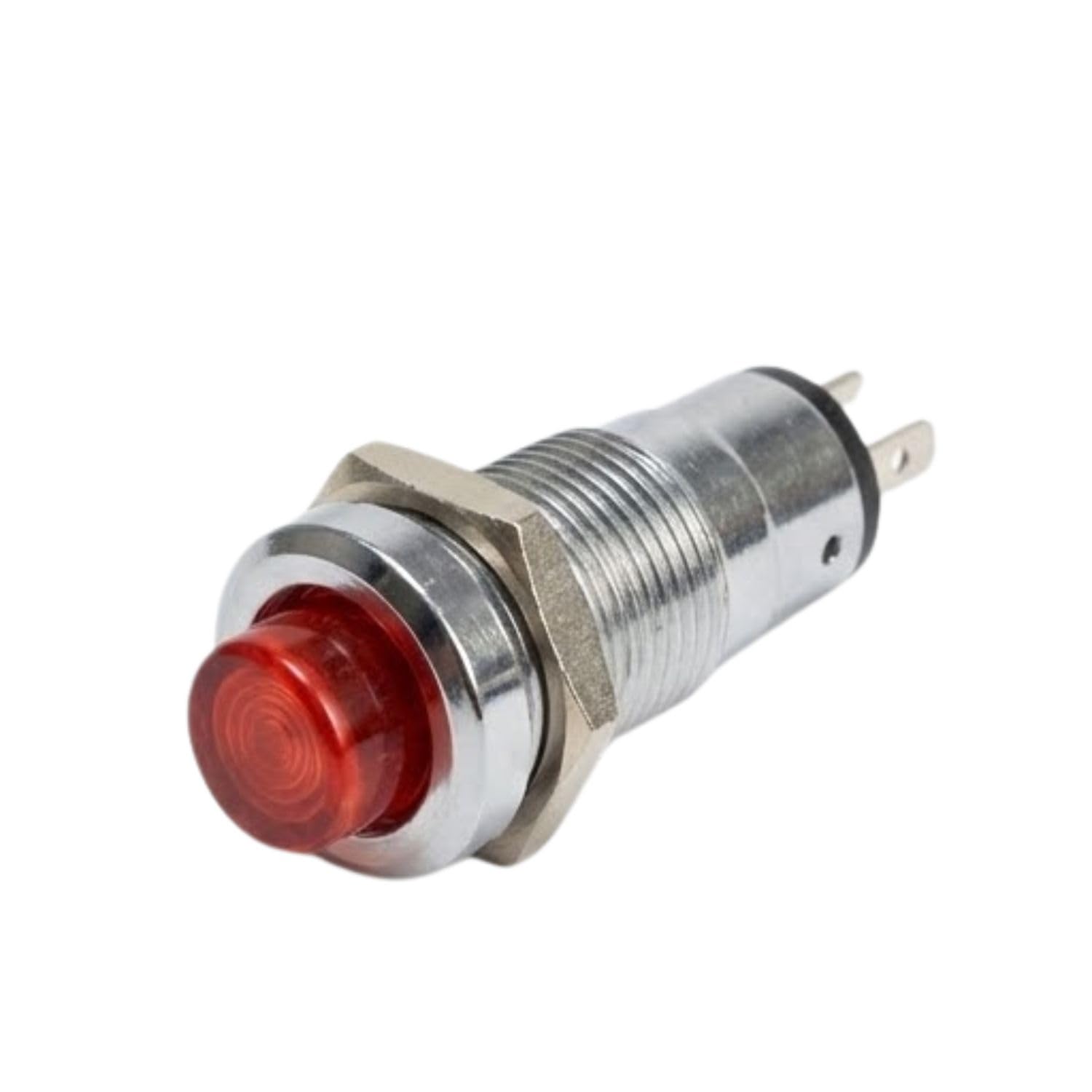DELTRON Chrome Plated Brass LED Holder for 5mm LEDs, 10mm Panel Mount Indicator Lamp Housing, Signal Light Case with Plastic Sleeve & Hex Nut (Red)-image-4