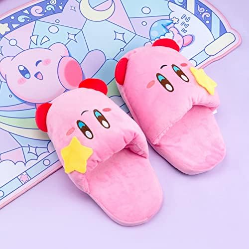 Glopastel Kirby Slippers Cute Anime Video Game Smash Bros Fuzzy Slip On House Shoes One Size Adults Women Men (Pink), Medium, Pink, M