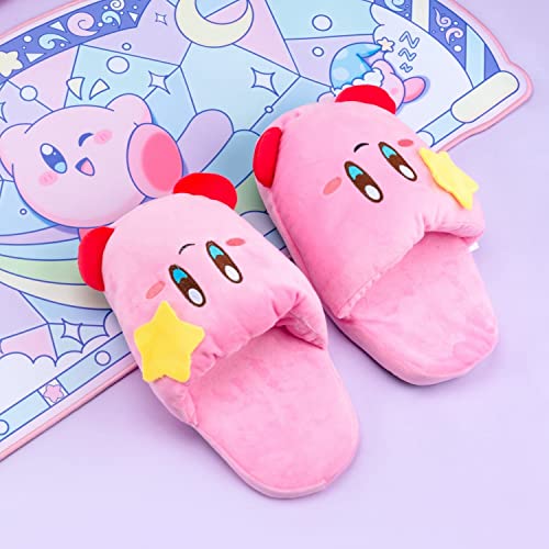 Pink Puff Ball Slipper | Cute Anime Video Game Smash Star Allies Forgotten Land | Plush Pastel Fuzzy Slip On House Shoes One Size Adult Women Medium2