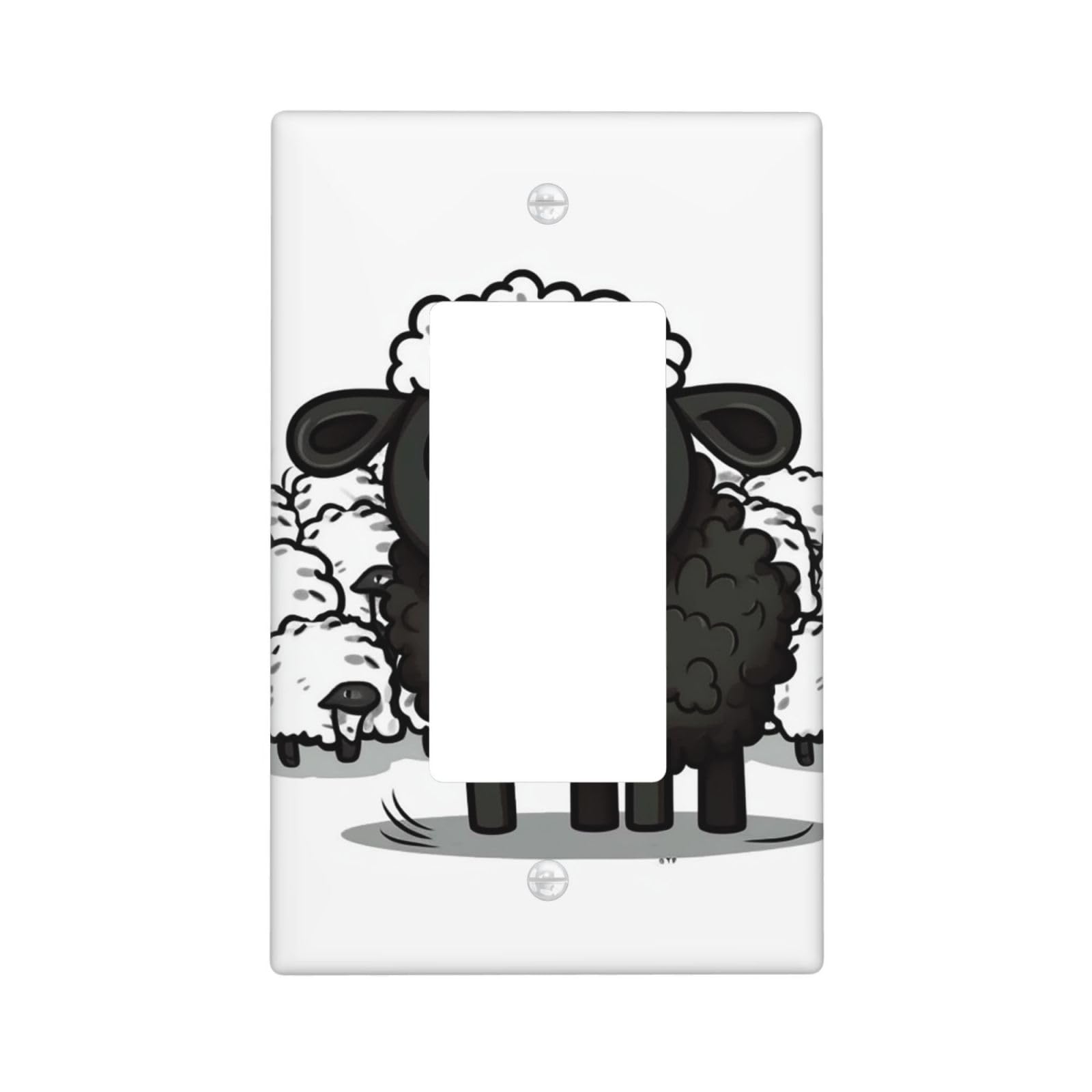 Decorator Wall Plate 1 Gang Light Switch Covers Decorator Receptacle Outlet Covers Cartoon Black White Sheep Wall Plates for Electrical Outlets Plug Cover Single Rocker Switch Plates