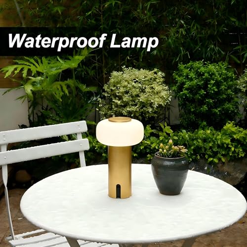 Image of WEILAILUX Waterproof Shower Lamp, Rechargeable Outdoor Table Lamp (Gold)