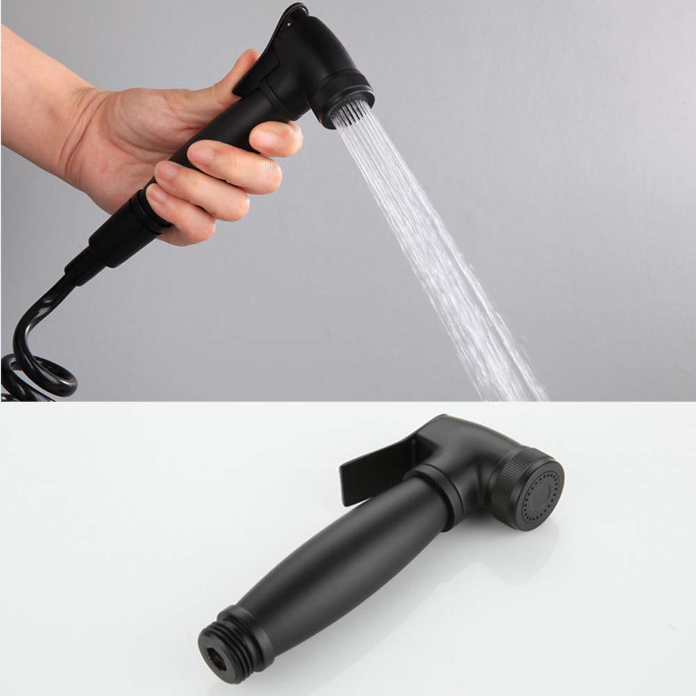 Spruzzatore per bidet nero con acqua fredda e calda, in ottone, portatile, per doccia, doccia, bidet, rubinetto per l'igiene personale, tubo telefonico da 1,5 m (tubo da 1,5 m