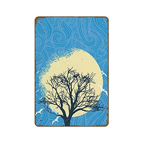 Sunrise Poster Tree Sea Mandala Novelty Tin Metal Sign Plaque Bar Pub Vintage Retro Wall Decor Poster Home Group Porch Metal Sign Lobby Metal Sign Prayer Metal Sign Metal Wedding Print Gift 8inx12in