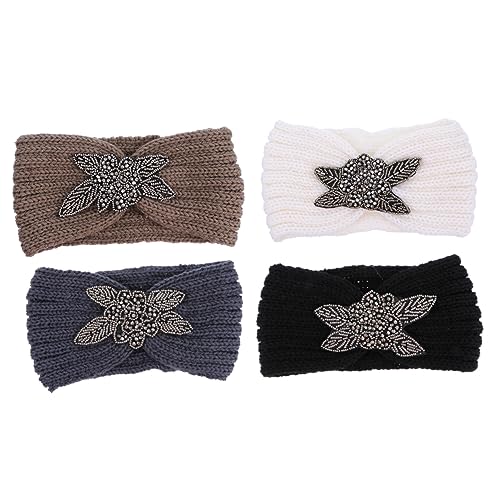 Bandeau d'hiver en laine chaud Beavorty | Lot de 4 larges bandeaux tricotés anti-froid