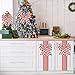 Lonfliness 6Pcs Christmas Cabinet Ribbons Large Bows for Christmas Cabinet Door Red White Bow Xmas Candy Cane Bows and Ribbon for Kitchen Cupboard Winter Holiday Party Home Decor Favor Supplies Gifts