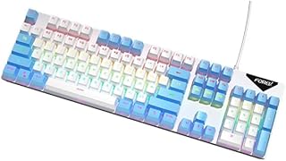 Generic FVQ302 Mixed Color Wired Mechanical Gaming Illuminated Keyboard (white blue)