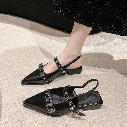 Optigard Slingback Buckle Flats for Women Closed Pointed Toe Low Heel Ballet Shoes Slip On Comfortable Dress Shoes4