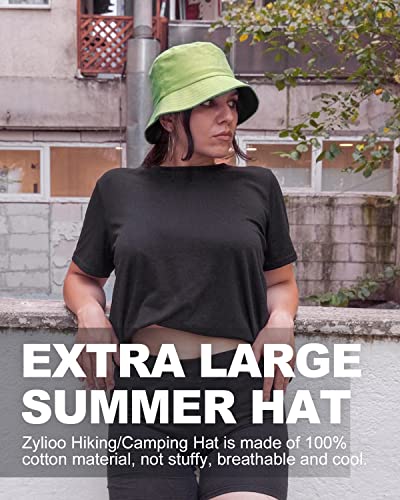 Image of XXL Oversize Bucket Hat Reversible, XL L M S Fisherman Sun Cap With Chin Strap, Travel Beach Outdoor Hat For Men Women