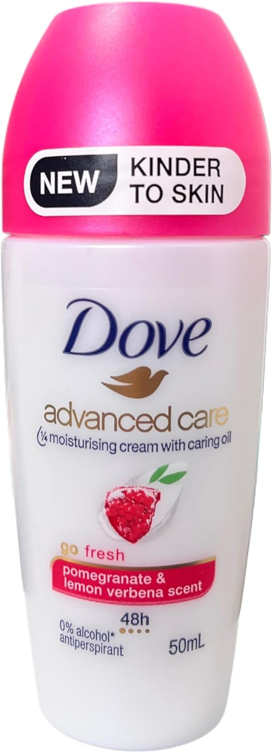 Dove Go Fresh Antiperspirant Roll On Deodorant for Women Pomegranate and Lemongrass Verbena with Moisturizing Cream Vitamin E 48 Hour Sweat Odour Protection 50 ml