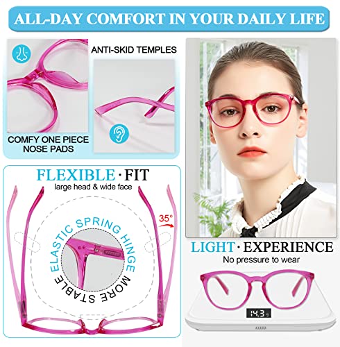 Image of MARE AZZURO Round Stylish Reading Glasses with Spring Hinge Fashion Readers for Women 5.00