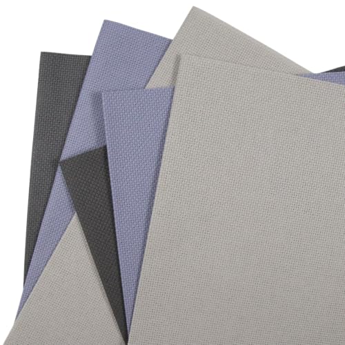 Image of KCS 4 /6 pc of 12 inch x 18 inch(30cmx45cm) 16 Count Cotton Aida Cloth Cross Stitch Fabric (6 pc,Pearl Grey +Light Steel Grey+Dark Grey)