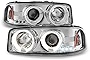 ACANII - For 1999-2006 GMC Sierra 1500 Yukon Denali LED Halo Ring Chrome Housing Projector Headlights Headlamps Assembly