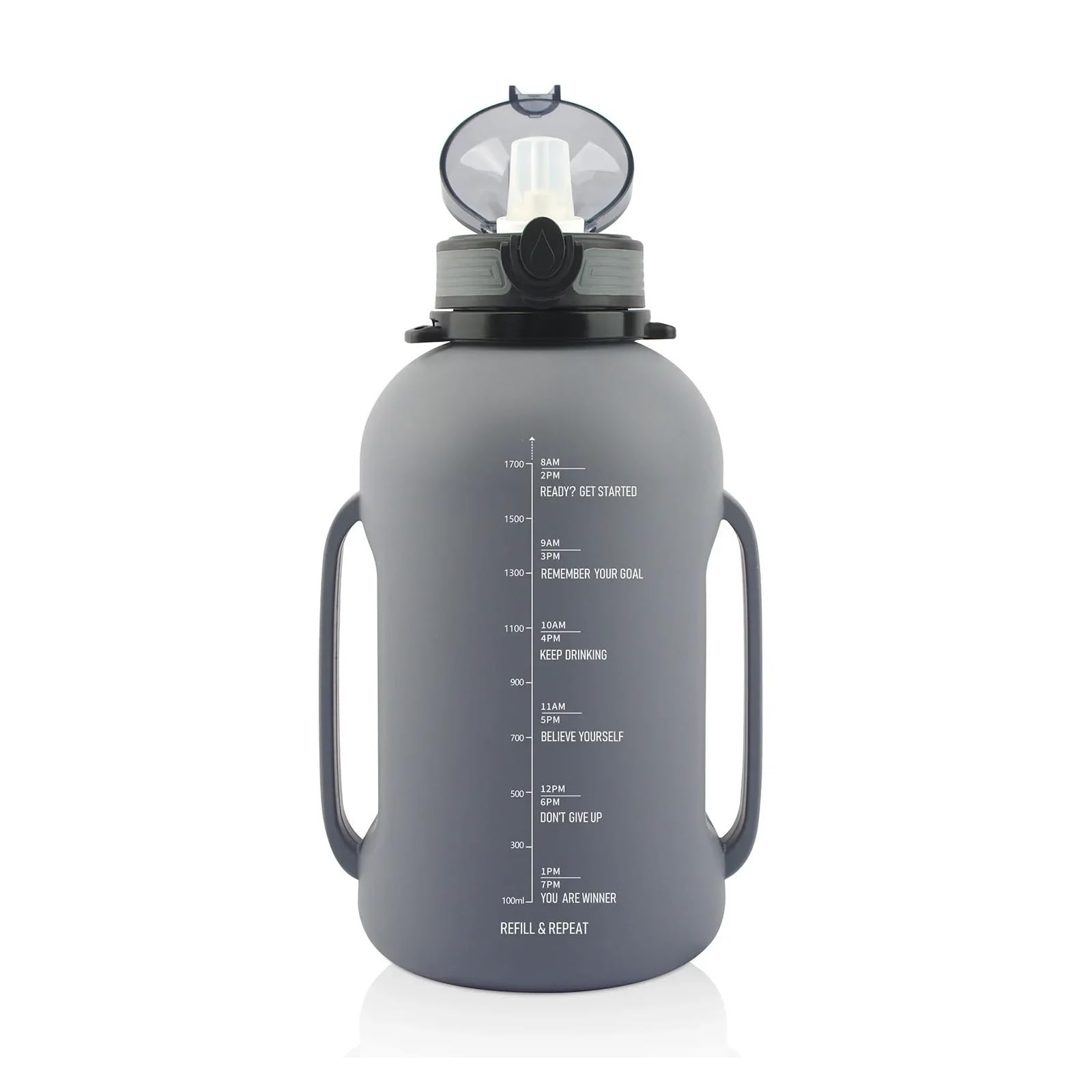 Outdoor-Sport-Wasserflasche mit Deckel und Strohhalm Home 2L Silikon Faltbare Wasserflasche Kreativer tragbarer Fitness-Reisebecher Faltbare Reisetasse(Grey)