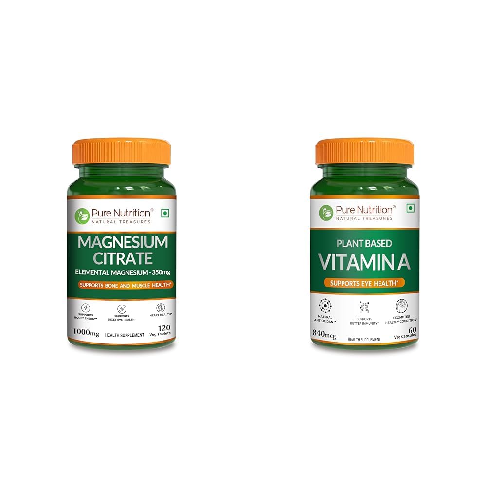 Pure Nutrition Magnesium Citrate Tablets 1000mg Per Serving | Magnesium citrate Supplement Support | Pure Nutrition Plant-Based Vitamin A from Beta Carotene | 60 Veg Capsules for Men & Women | Suppor-image-35