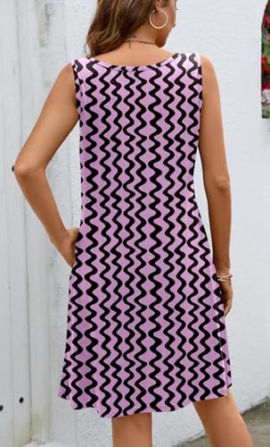Image of Ladlop Summer Dresses for Women 2026 Beach Loose Casual A Line Dress Sleeveless V-Neck Sundress with Pockets