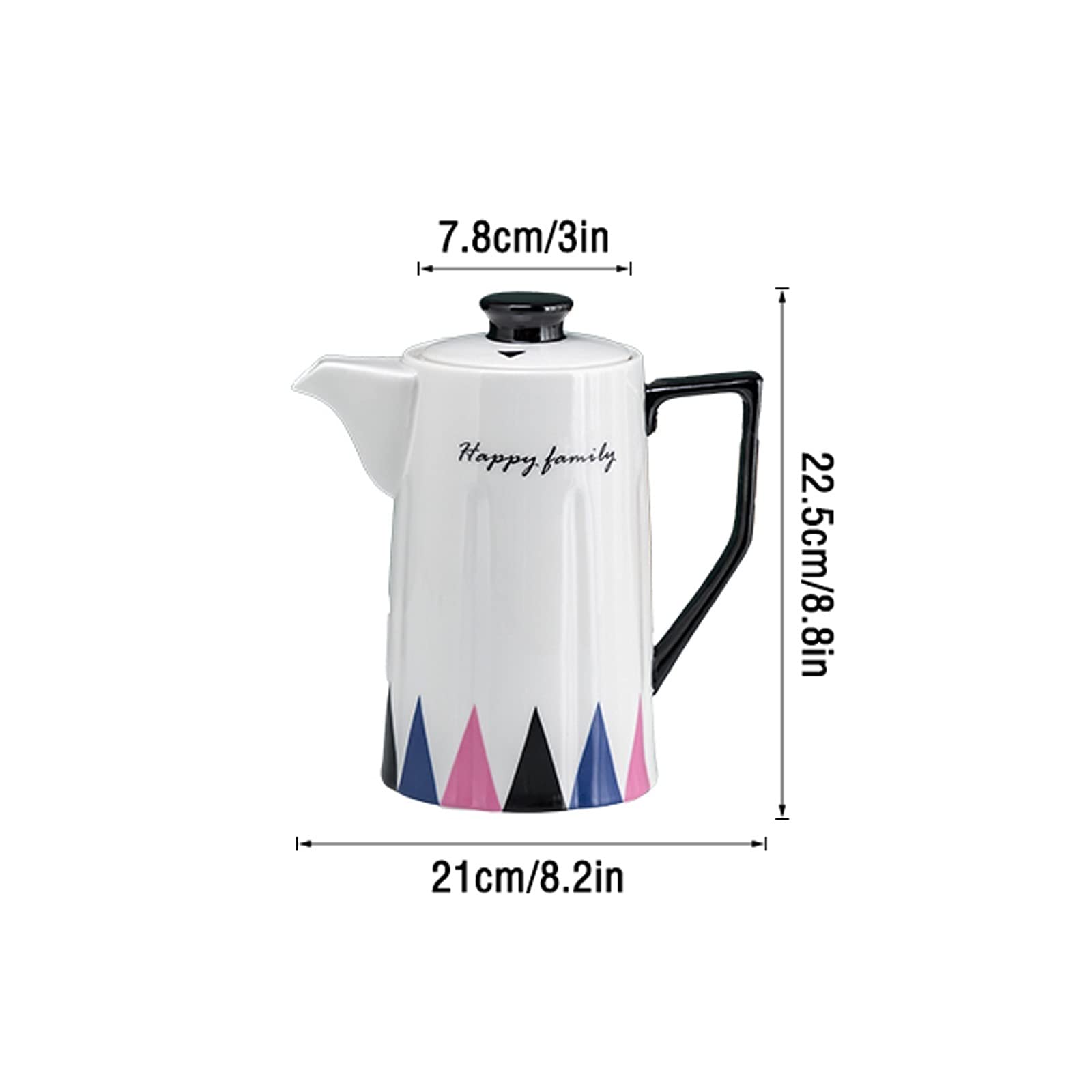 bouilloires Pichet de luxe légère avec poignée et couvercle de grande capacité pichet céramique idéal pour le thé glacé, Sangria, limonade et plus (60,8 oz) cantine(Nero)