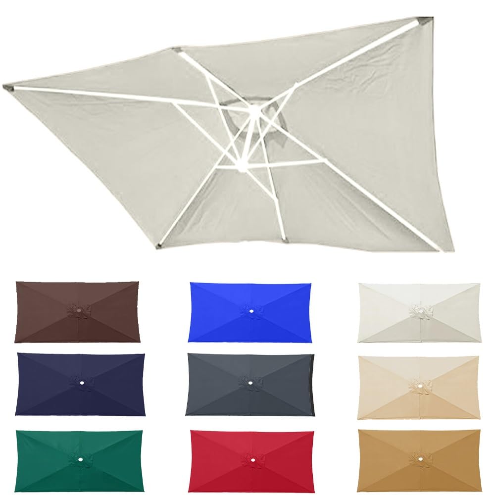 Toldo de repuesto para sombrilla rectangular de patio 1,9 x 3 m con 6 varillas. 1